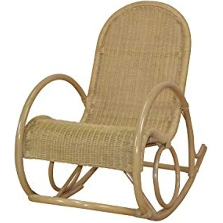 Schaukelstuhl aus Rattan handgefertigt, beige