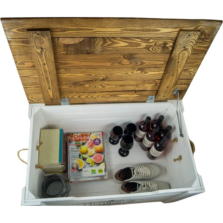 Kistenkolli Altes Land Allzweckkiste Holztruhe Pascale mit Deckel Schatztruhe Wohnzimmertisch Holztisch (Spar-Set, 1er Set) – Bild 3