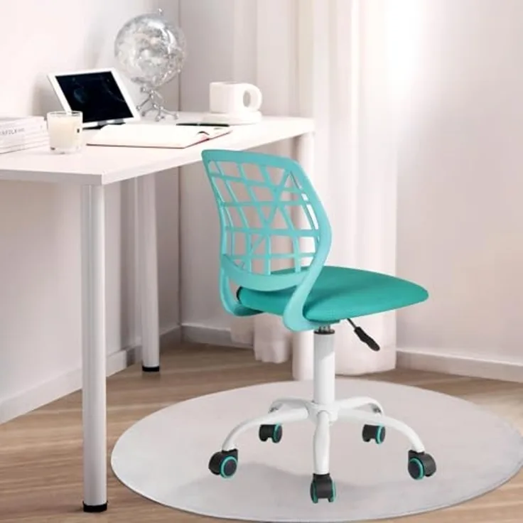 FurnitureR Kinder Schreibtischstuhl, höhenverstellbarer Drehstuhl mit kleinem Loch Rückenlehne Design, geeignet für Kinderzimmer oder Arbeitszimmer, grün I