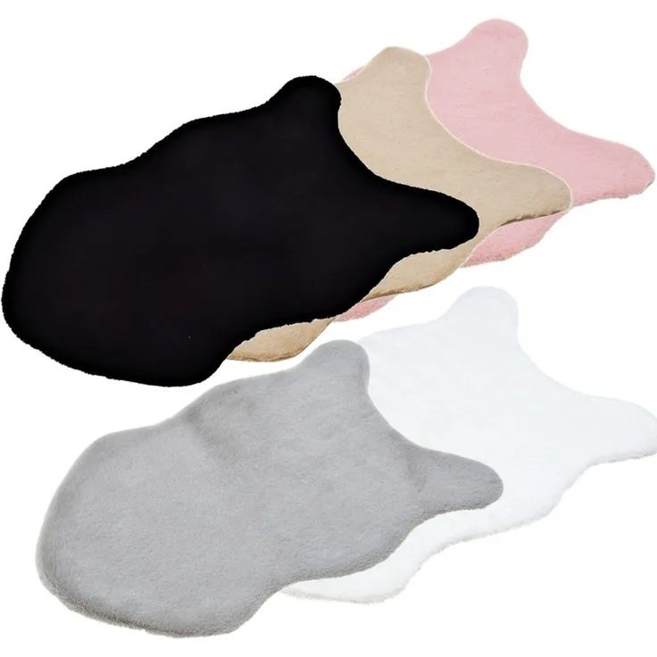 matches21 HOME & HOBBY Fellteppich Großes kurzflor Deko-Fell als Fell-Imitat in 90 x 60 cm grau, Höhe: 20 mm, Flauschiges Kunstfell als Fell-Teppich Stuhl-Überwurf Sitzauflage