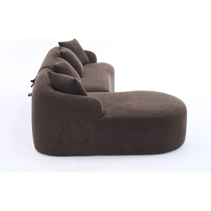 3-Sitzer Ecksofa, B 243 x T 150 x H 67 cm, Chenille in Braun, modular – Bild 7
