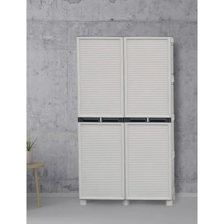 Dmora - Namur Outdoor-Garderobe, Mehrzweckschrank, Wäscheschrank, Outdoor-Schrank, 100% Made in Italy, Hellgrau, 100 x 39 x 172 cm – Bild 5