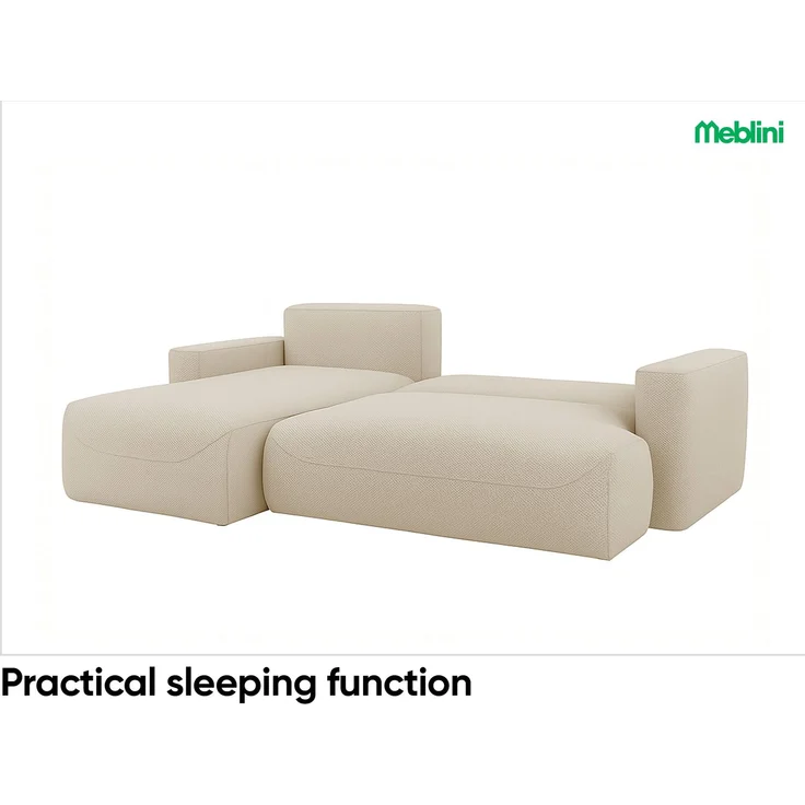 MEBLINI Schlafcouch mit Bettkasten – LUMIERE – 271x195x96cm – Links – Beige Samt - Ecksofa mit Schlaffunktion - Sofa mit Relaxfunktion und Kissen - Couch L-Form – Eckcouch – Bild 4