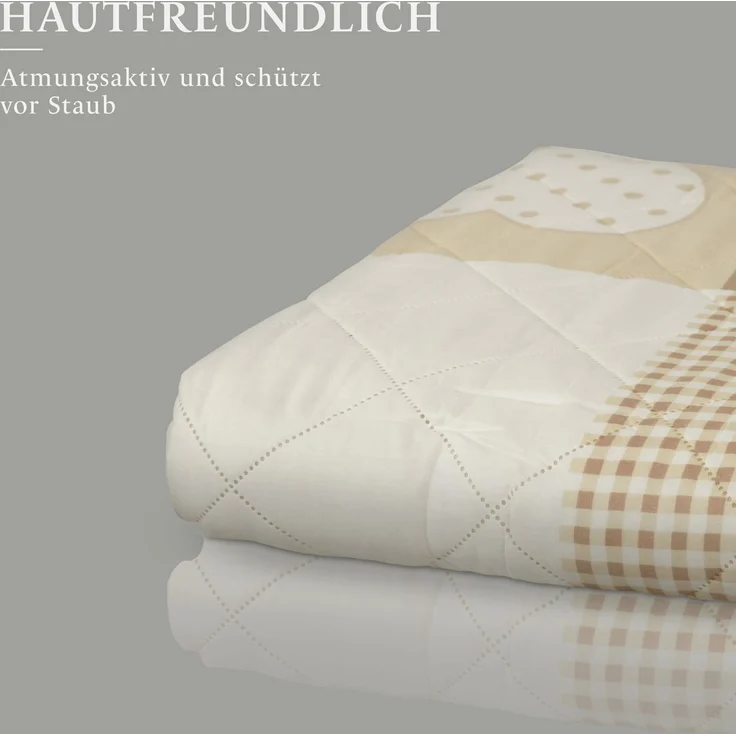 Tagesdecke (Home Beige) 220x240 cm mit wattierter Zwischenlage, Bettüberwurf - Überwurfdecke, Sommerdecke gesteppt - Steppdecke, Wendedecke – Bild 5