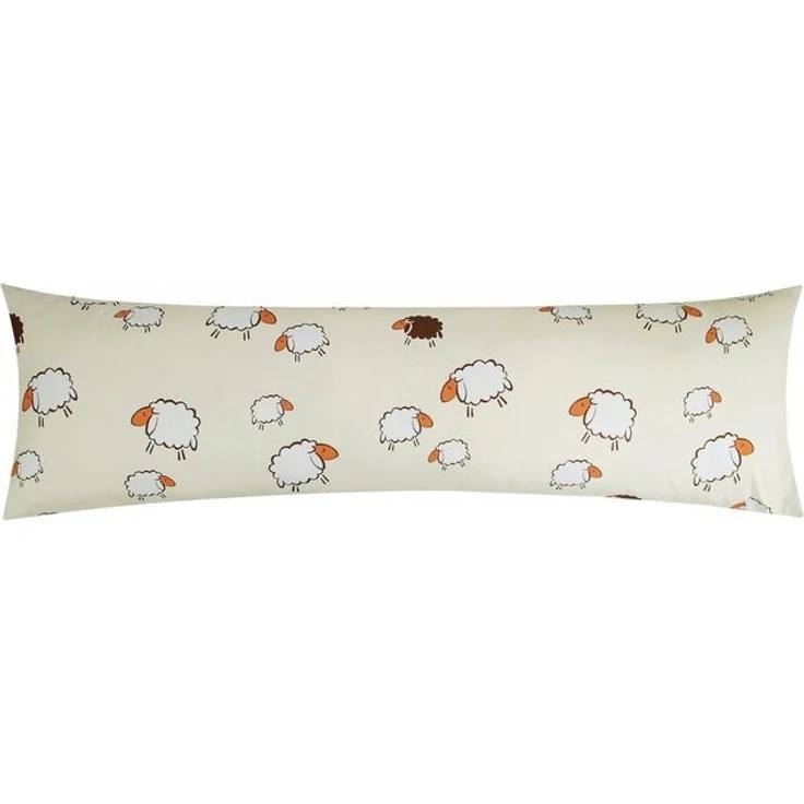 Heubergshop Seitenschläferkissenbezug, (1 Stück), 40x145cm Süße Schafe Lämmer Gelb Weiß 100% Baumwolle Bezug (KY-99/3) – Bild 2