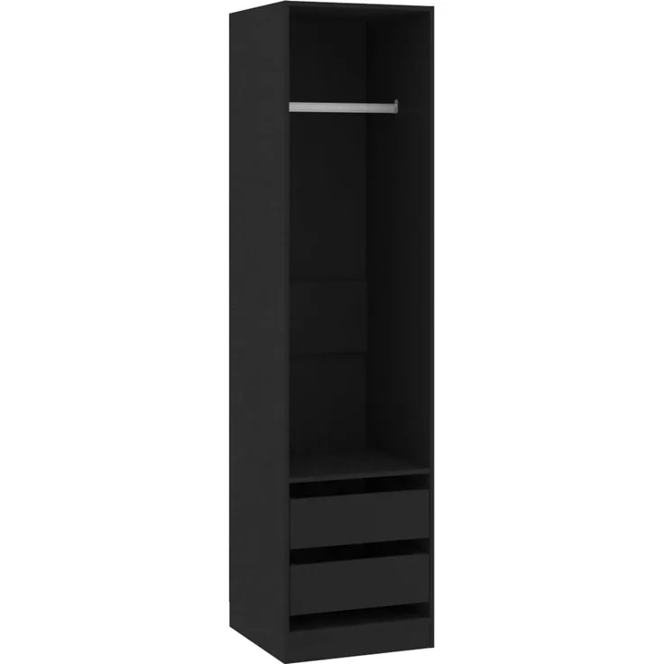 vidaXL Kleiderschrank mit Schubladen Schwarz 50x50x200cm Holzwerkstoff 800613