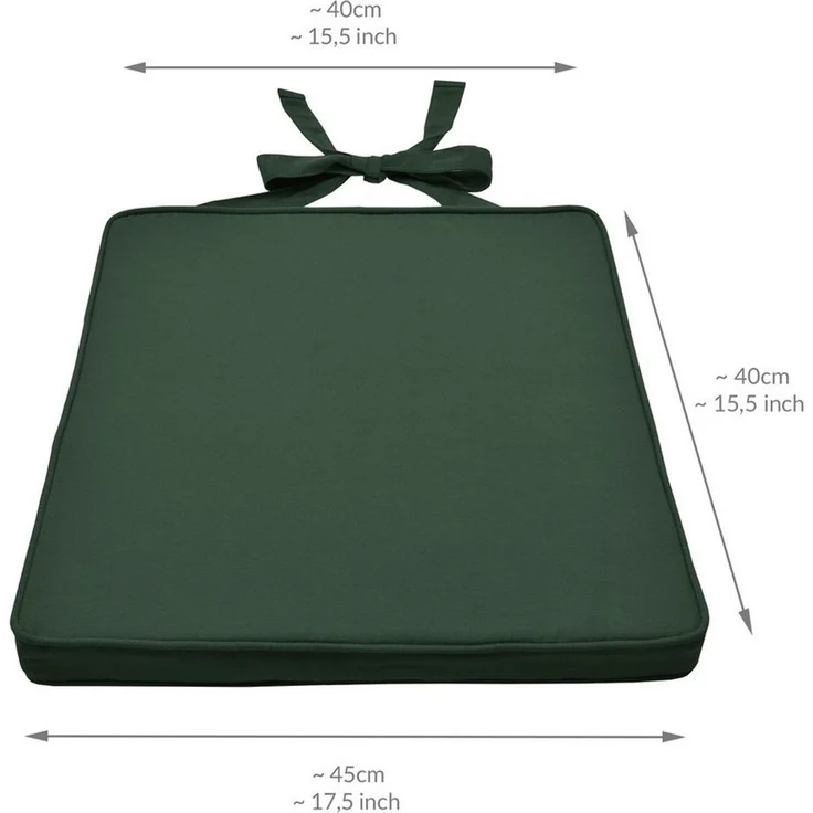 Beautissu Stuhlkissen 2er Set Loft SK Stuhlkissen Dunkelgrün, 45x40x5cm, Stuhlpolster mit Bändern Sitzkissen für Stühle, rutschfest – Bild 4