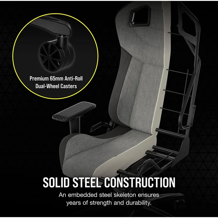 Corsair T3 Rush Gaming-Stuhl, Schwarz und Holzkohle, One Size – Bild 5