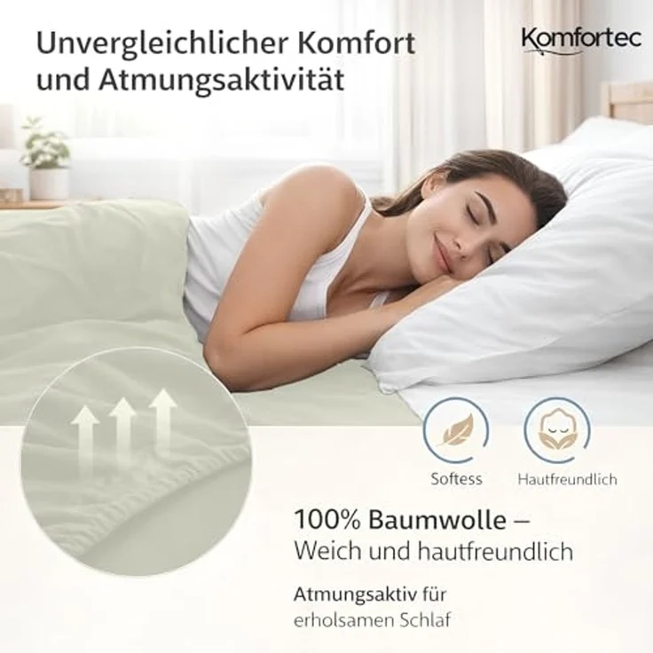 Komfortec 2er Pack Jersey Spannbettlaken 180x200 cm, 100% Baumwolle, Doppelpack Spannbettuch – Bild 3