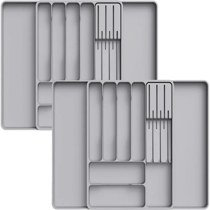 Lifewit Besteckeinsatz Erweiterbarer Besteckkasten mit herausnehmbarem Messerblock (2 St)