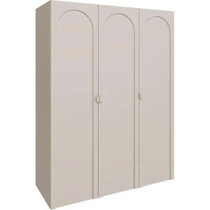 Selsey Dreitüriger Kleiderschrank – Kaschmir, 150 cm – Eleganter Kleiderschrank für Schlafzimmer oder Kinderzimmer, minimalistisches Design mit bogenförmiger Front