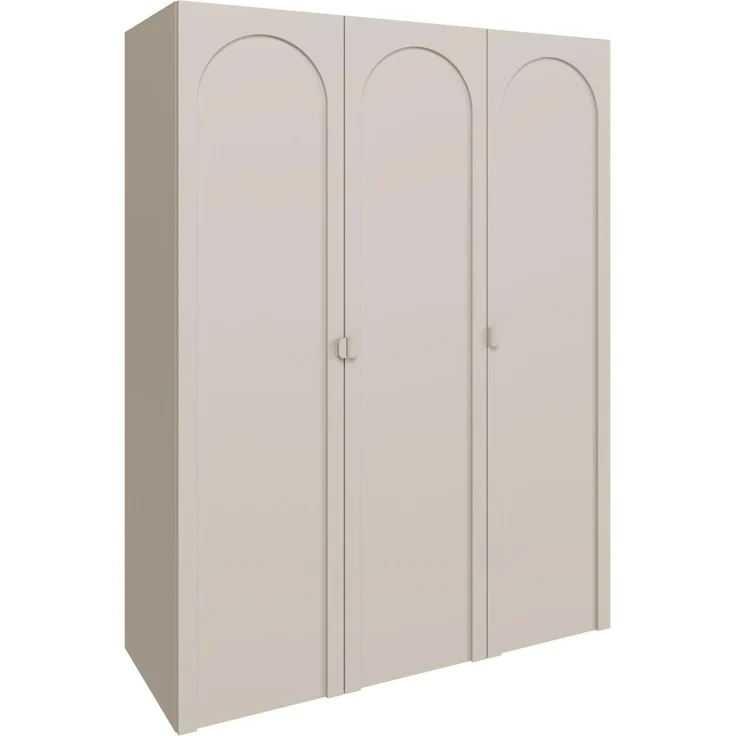 Selsey Dreitüriger Kleiderschrank – Kaschmir, 150 cm – Eleganter Kleiderschrank für Schlafzimmer oder Kinderzimmer, minimalistisches Design mit bogenförmiger Front