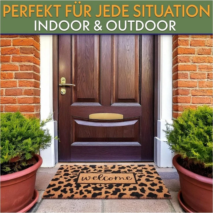 BRUBAKER Fußmatte 45 x 75 cm - Welcome mit Leopardenmuster - Schmutzfangmatte, Rechteckig, Höhe: 15 mm, Türmatte für Außen und Innen - Wetterfest und Rutschfest – Bild 3