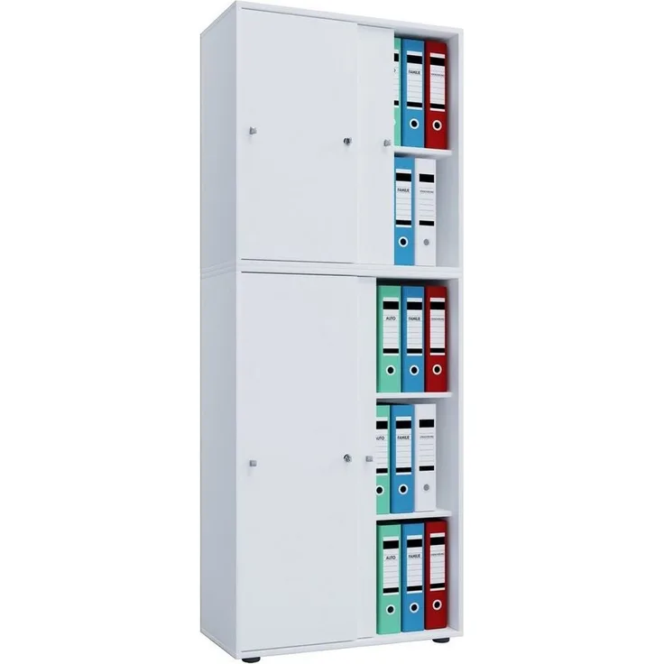 VCM Büroschrank Lona 914374 Weiß B. 70 x H. 184 x T. 37 cm