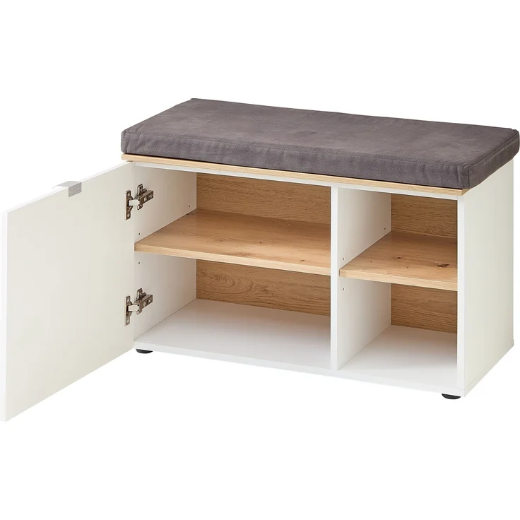 Garderoben-Set >Bari< (4-teilig) weiss matt / Eiche - 158x200x38cm (BxHxT) – Bild 3