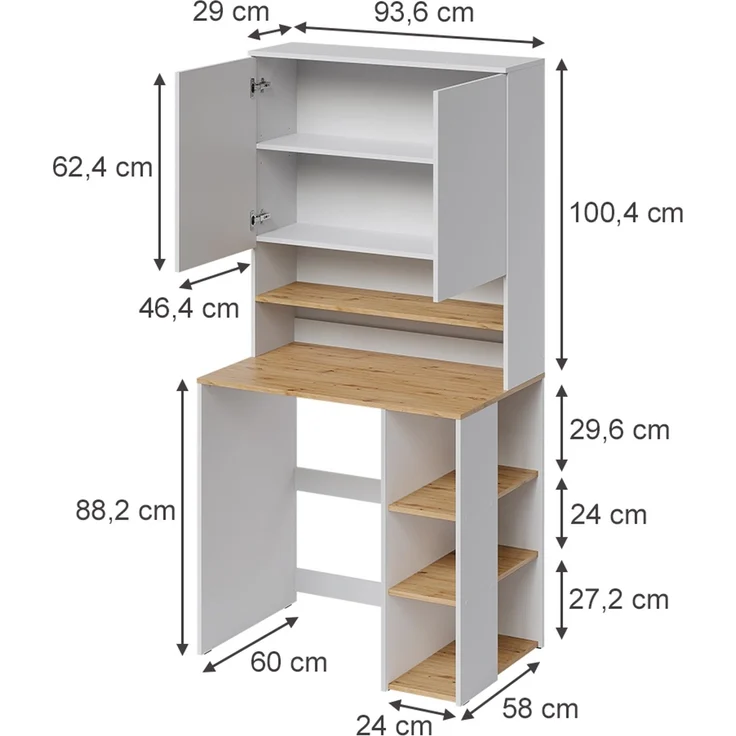 Waschmaschinenschrank Viktor Weiß/Artisan-Eiche 93.6 x 88.2 cm 2 Teile mit Regal Vicco – Bild 2