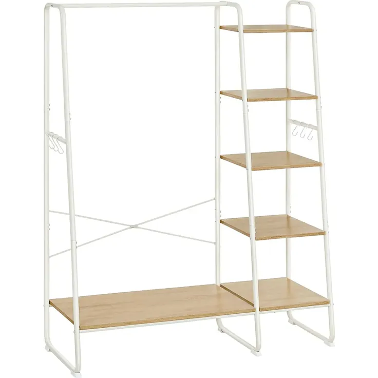 Vasagle Kleiderständer mit Kleiderstange Schuhablage 6 abnehmbare Haken