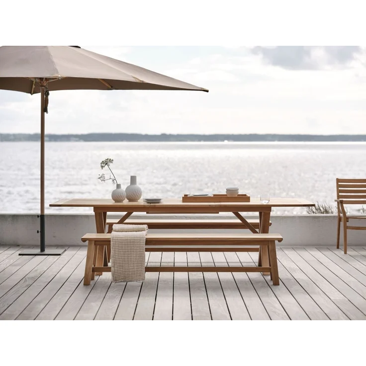 Gartenesstisch Brutus aus Teakholz, modern und ausziehbar, natur, 200–265x100 cm, für 6–8 Personen – Bild 6