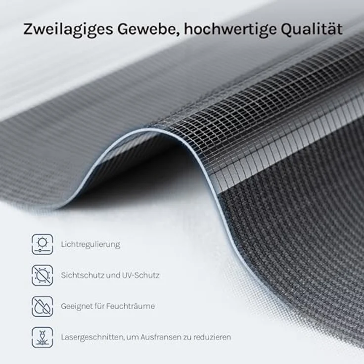 WOLTU Doppelrollo Klemmfix ohne Bohren Anthrazit 150x80 cm (LxB), Duo Rollo Zebrarollo Fensterrollo Klemmrollo Seitenzugrollo Easyfix lichtdurchlässig & verdunkelnd Rollos für Fenster und Tür – Bild 6