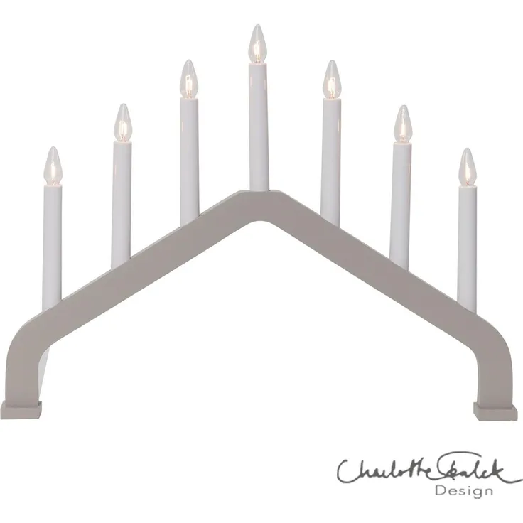 7-flammiger Lichterbogen ,House', warmweiß, Holz, beige