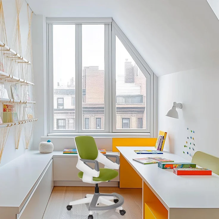 hjh OFFICE Kinder- und Jugendstuhl Kid Flex Mitwachsender Drehstuhl, Verstellbare Rückenlehne & Fußablage, Grün – Bild 2