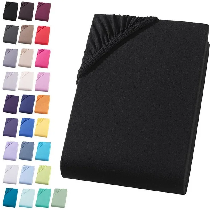 Visaggio Spannbettlaken Jersey aus 100% Baumwolle Spannbetttuch Bettlaken, Jersey, Gummizug: rundum, Spannbettlaken, für Matratzenhöhen bis 22 cm, Steghöhe 30 cm