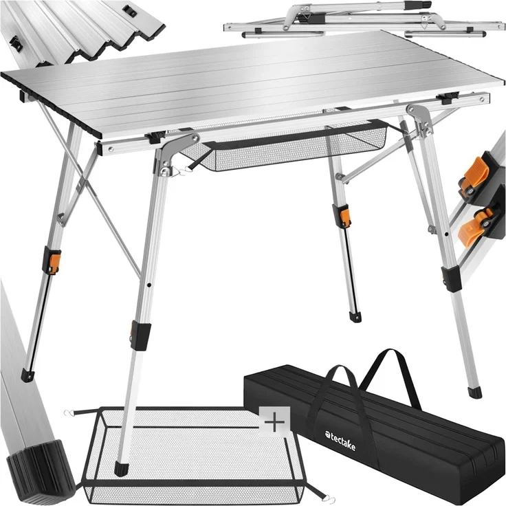 tectake Campingtisch Aluminium Campingtisch (1-St, 1 tlg), Stabiler Campingtisch mit praktischer Faltfunktion