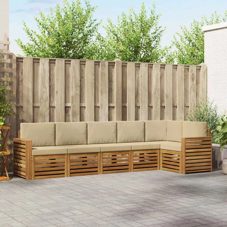 vidaXL Outdoor-Sofagarnitur 6 stk. 6-Sitzer Natur und Beige 3374898 – Bild 1