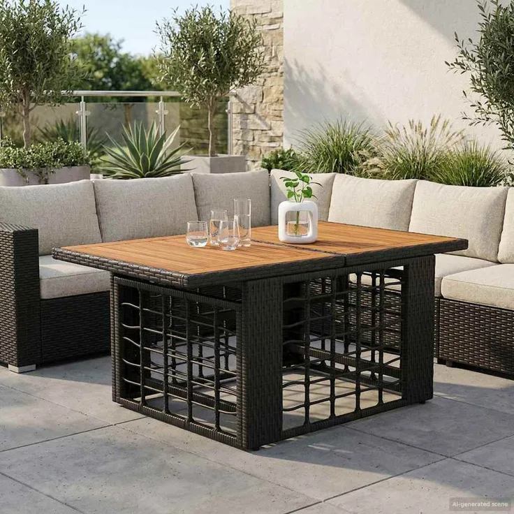 vidaXL Gartentisch Schwarz und Natur 100 x 55 x 37 cm 42035141