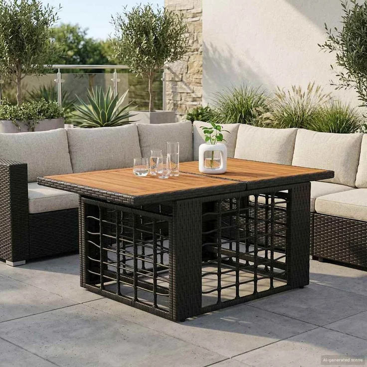 vidaXL Gartentisch Schwarz und Natur 100 x 55 x 37 cm 42035141 – Bild 1