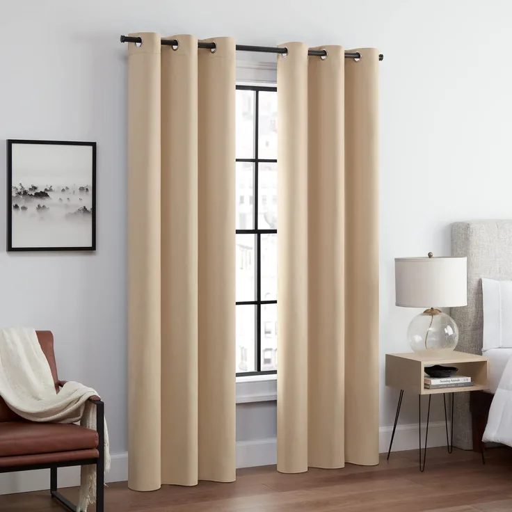 Eclipse Andover Vorhänge mit Ösen, dreifach gewebt, für Schlafzimmer, 106,7x241,3 cm, Beige