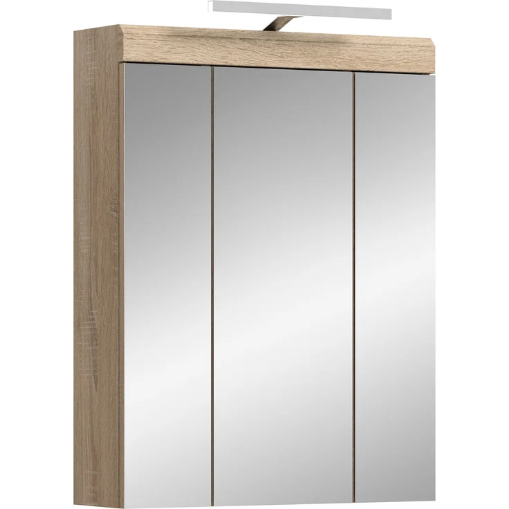 Xonox Lambada Spiegelschrank inkl. Beleuchtung (B/H/T: 60x79x18 cm) in weiß Hochglanz und Sonoma Eiche hell