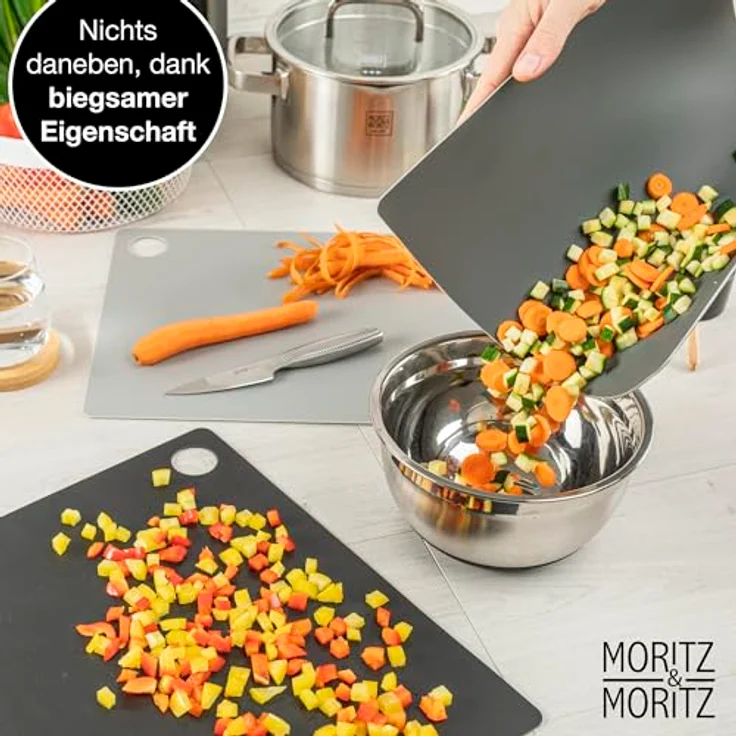 Moritz & Moritz Schneidebrett 4x Schneidematte Küche, Kunststoff, (4et-Set, 4-St), Je 38 x 29 cm für schnelles Abeiten – Bild 6