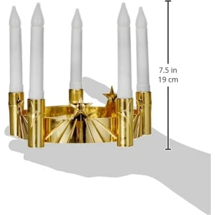 LED "Luciakrone", 5fl, gold/weiss, Batterie – Bild 3