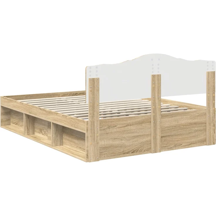vidaXL Bettrahmen Sonoma-Eiche 150 x 200 cm Massives Kiefernholz 3412882 – Bild 8
