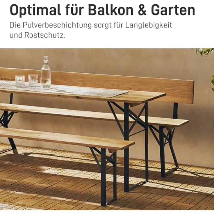 Natural Goods Berlin 2er Set Bierzeltgarnitur klappbar - Metall Gestell für Biertisch (Schwarz, 70x42 cm) - Tischbeine für Festzeltgarnitur - Stabiles Tischgestell für Garten, Terrasse & Camping – Bild 9