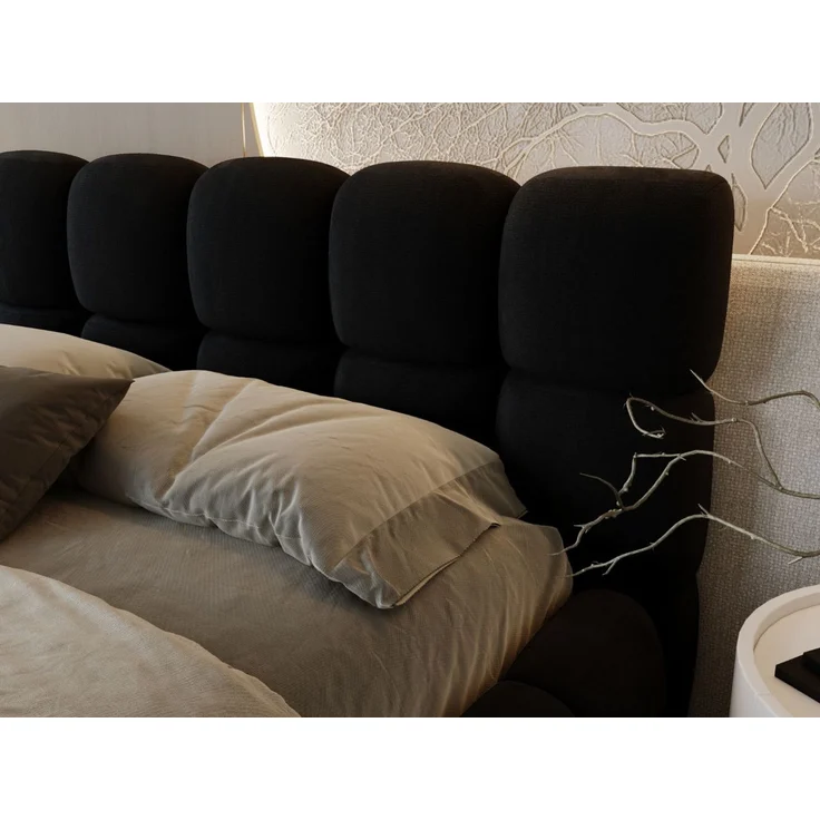GRAINGOLD Modo Polsterbett 120x200, Doppelbett mit Kopfteil, groß Stauraum, Velour-Stoff, Schwarz – Bild 7