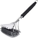 Grillbürste, VDISRR Grillrost Bürste mit Schaber, Grillbürste für Gussrost, Dreireihigen Edelstahlborsten, Lange Griff, Ideal zur Reinigung von Gas-, Holzkohle- und Elektrogrills