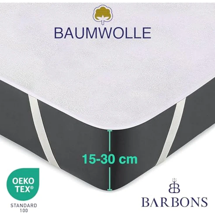 BARBONS Matratzenschoner 70x140 cm 2er - Oeko-TEX Zertifiziert wasserdichte Matratzenauflage Inkontinenzunterlage waschbar Nässeschutz Atmungsaktiv (70x140 cm 2er Set) – Bild 4