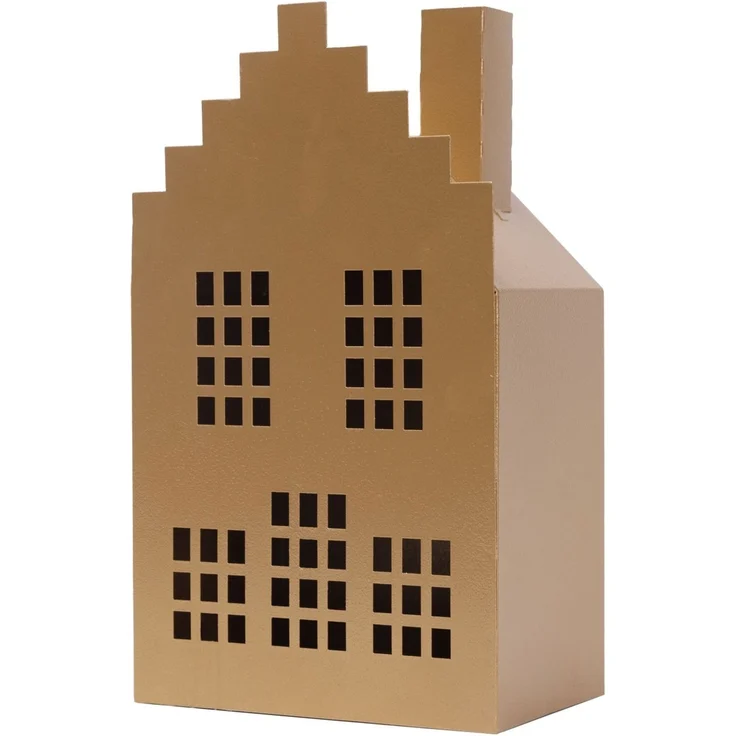 TrendLine Windlicht Metall Haus 26 x 15 cm gold Teelichthalter Weihnachtsdeko