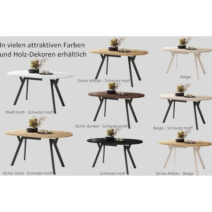 designimpex Esstisch Design Esstisch Aldo ausziehbar 90 cm bis 145 cm rund Esszimmer Tisch, Esstisch, Esszimmertisch, Tisch, Ausziehtisch, Küchentisch, Esszimmer – Bild 7