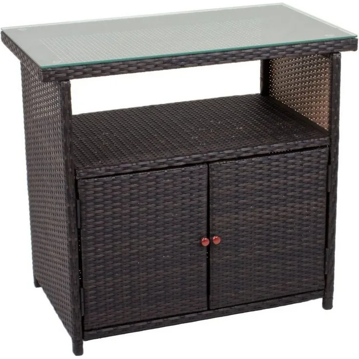 Sideboard PADUA Alu / Kunststoffgeflecht PE, coffee