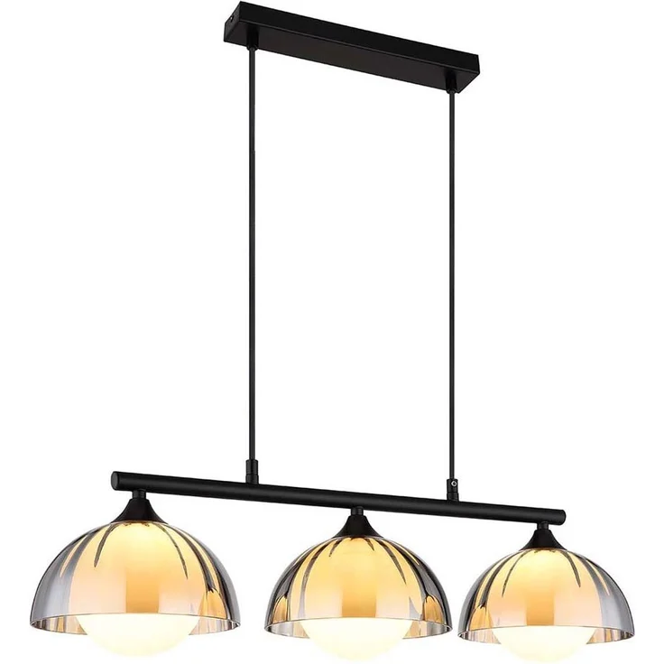 Hängeleuchte, 3-Flammig, Glas, rauch opal, schwarz, L 70 cm – Bild 7