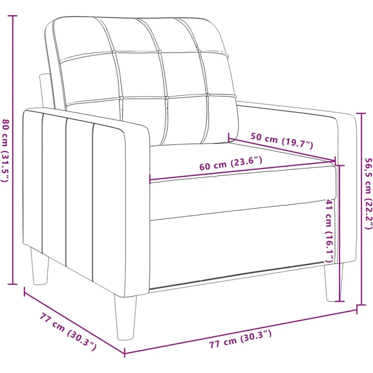 vidaXL Sessel Hellgrau 60 cm Samt 4007604 – Bild 7
