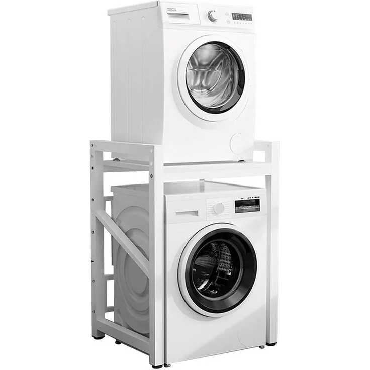 PEALOV Waschmaschinenuntergestell Waschmaschinenregal 2 Ebenen, 260 kg Tragkraft, 105 × 73 × 63 cm, höhenverstellbarer Waschmaschinenüberbau aus Metall – Bild 1