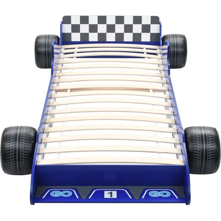 Kinderbett im Rennwagen-Design 90x200 cm Blau