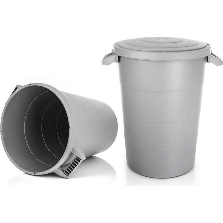 BigDean 2X wetterfeste Universaltonne mit Deckel und 2 stabilen Tragegriffen 80 Liter GRAU - Regentonne Mülleimer - Indoor und Outdoor geeignet - Made in Europe – Bild 4