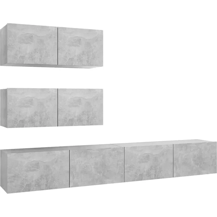 vidaXL 4-tlg. TV-Schrank-Set Betongrau Spanplatte [3079131]