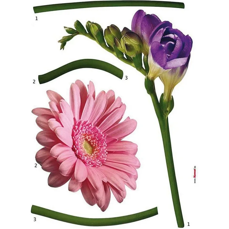 Komar Wandtattoo Fiore - Größe 50 x 70 cm (5 St), selbstklebend, Wandsticker