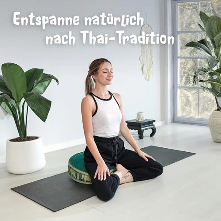 livasia Meditationskissen Zafukissen groß (Deluxe) vegan und handgefertigt, 44x15cm, Kapok – Bild 6